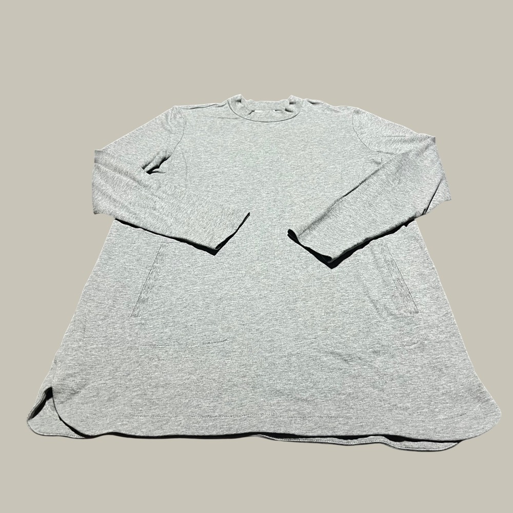 Pure Jill Gray Pima Cotton Modal Mock Neck Tunic Top with Pockets Medium